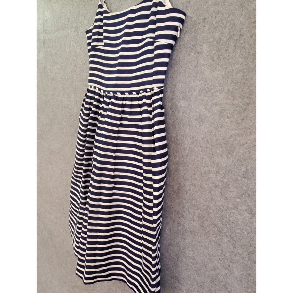 🌷J. Crew Blue White Nautical Linen Cotton Summer Flare Dress Womens Size 00 - Picture 5 of 13